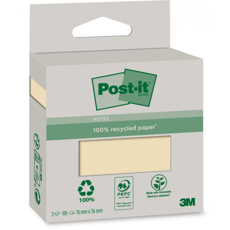 Post-it Canary Yellow 76x76 Recycl (2stk)