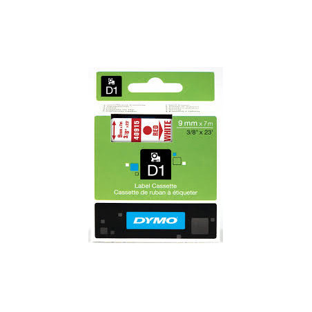DYMO 40915 D1 Tape 9mm x 7m rød på hvid