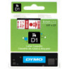 DYMO 40915 D1 Tape 9mm x 7m rød på hvid