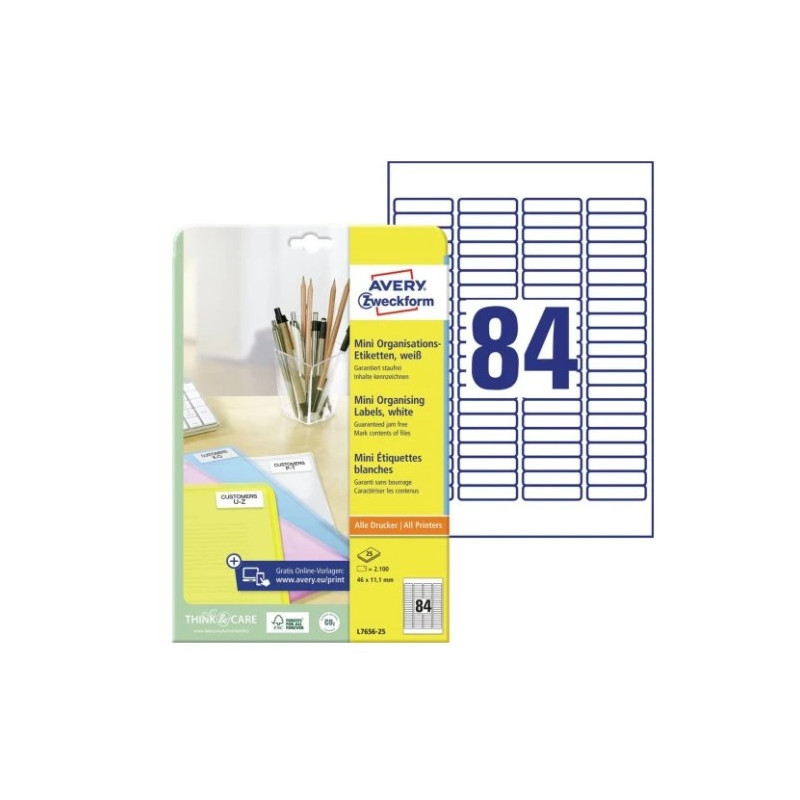 Avery L7656-25 35mm dias-småting 84 pr. ark 46 x 11.1 25 ark Avery L7656-25 35mm dias-småting 84 pr. ark 46 x 11.1 25 ark