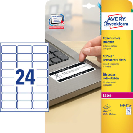 Avery L6146-20 Sikkerheds etiketter