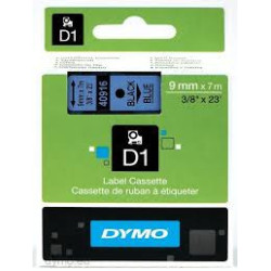DYMO 40916 D1 Tape 9mm x 7m sort på blå