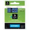 DYMO 40916 D1 Tape 9mm x 7m sort på blå