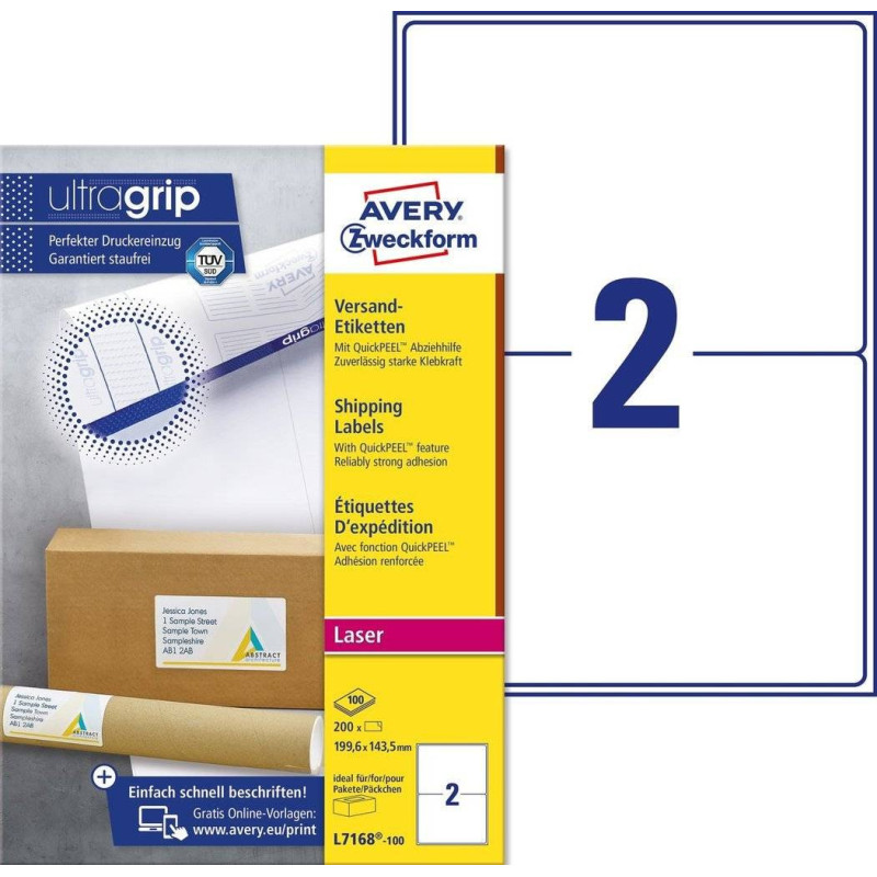 Avery L7168-100 Shipping etiketter til pakker 2 pr. ark 199.6 x 143.5 100 ark