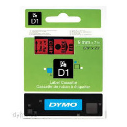 DYMO 40917 D1 Tape 9mm x 7m sort på rød