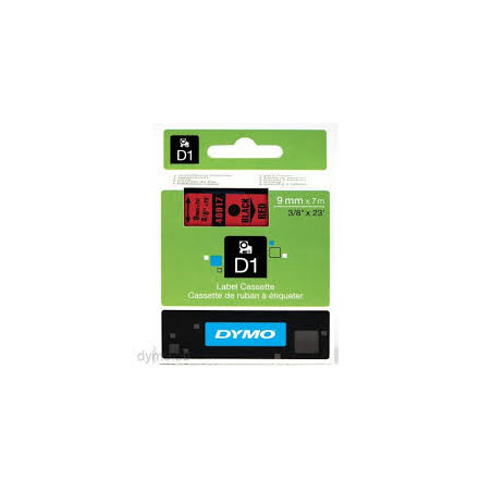 DYMO 40917 D1 Tape 9mm x 7m sort på rød