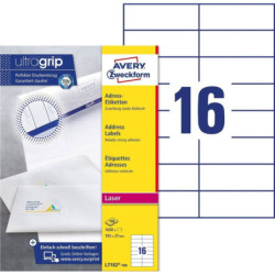 Avery L7182-100 Adresse etiketter små kuverter 16 pr. ark 105x37 100 ark