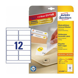 Avery L4743Rev-25 Aftagelige etiketter 12 pr. ark 99
