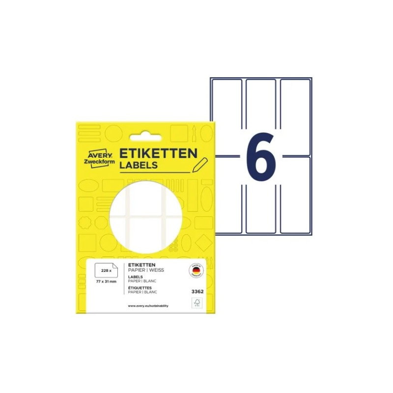 Avery 3362 all round Etiketter