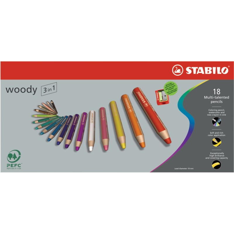 Stabilo 880-18 woody farveblyant gaveæske med 18 stk.