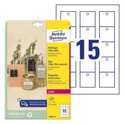 Avery T3003-10 Manillamærker hvide 190g Folie, 10ark