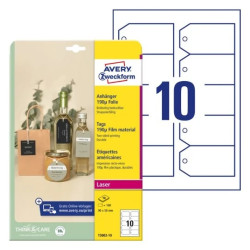 Avery T3002-10 Manillamærker hvide 190g Folie, 10ark