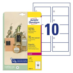 Avery T3001-10 Manillamærker hvide 190g Folie, 10ark