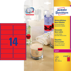 Avery L7263R-25 Square etiketter neon