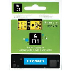 DYMO 40918 D1 Tape 9mm x 7m sort på gul