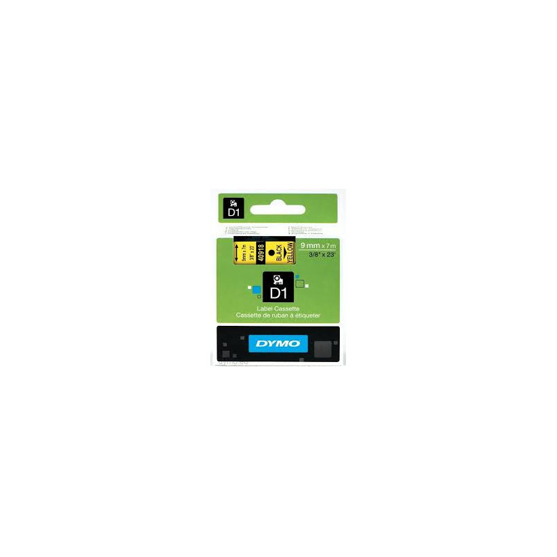 DYMO 40918 D1 Tape 9mm x 7m sort på gul