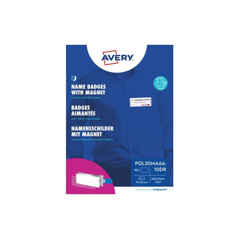 Avery POL30MA66-10DR Medarbejderskilte Avery POL30MA66-10DR Medarbejderskilte
