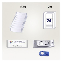 Avery POL20MA66-10DR Medarbejderskilte, Polar® Classic 20 fra Badgepoint®, 68x22mm, m/rustfri stålramme