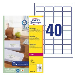 Avery LR7654-100 Etiketter af genbrugspapir med QuickPEEL™ 45,7x25,4mm
