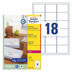 Avery LR7161-100 Etiketter af genbrugspapir med QuickPEEL™ 63,5x46,6mm 100ark