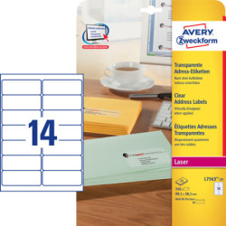 Avery L7563-25 klare Adresse etiketter 14 pr. ark 99.1 x 38.1 25 ark
