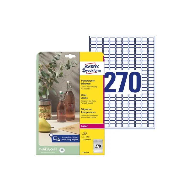 Avery L7785-25 Gennemsigtige etiketter 17,8x10mm 25ark