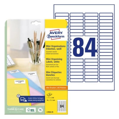 Avery L7656-25 Mini-etiketter hvide 46x11,1mm 25ark