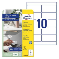 Avery L4744REV-10 Aftagelige universaletiketter 96x50,8mm 10ark