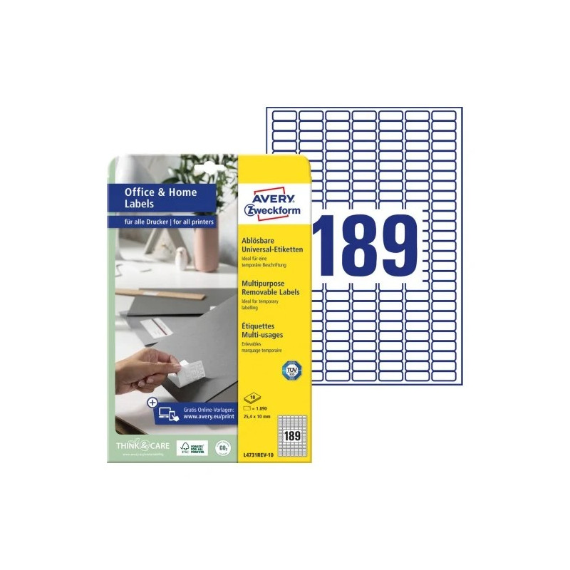 Avery L4731REV-10 Aftagelige universaletiketter Avery L4731REV-10 Aftagelige universaletiketter