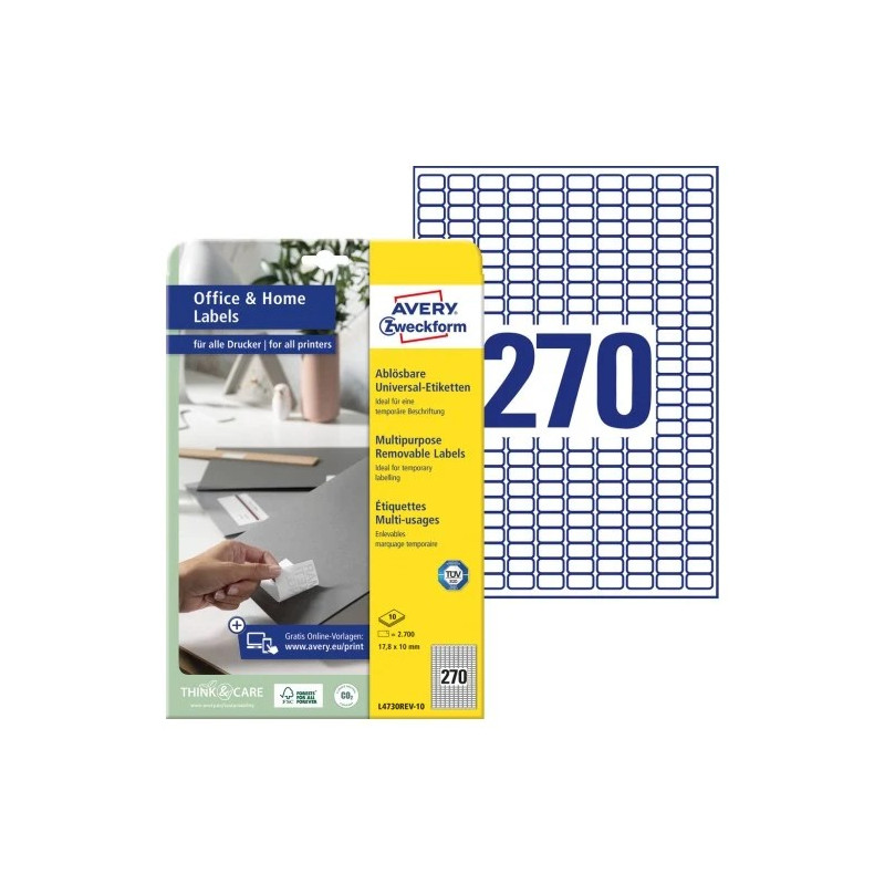 Avery L4730REV-10 Aftagelige universaletiketter Avery L4730REV-10 Aftagelige universaletiketter