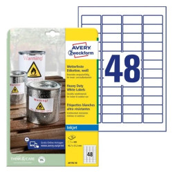 Avery J4778-10 Holdbare etiketter, hvide 45,7x21,2mm 10ark