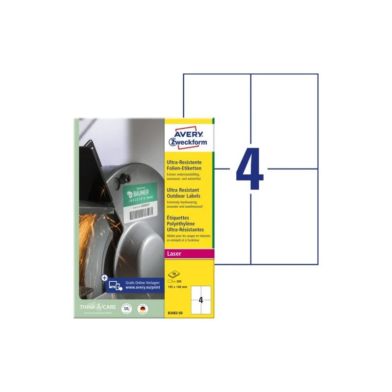 Avery B3483-50 Ekstremt modstandsdygtige og elastiske etiketter Avery B3483-50 Ekstremt modstandsdygtige og elastiske etiketter