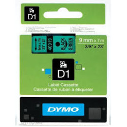 DYMO 40919 D1 Tape 9mm x 7m sort på grøn