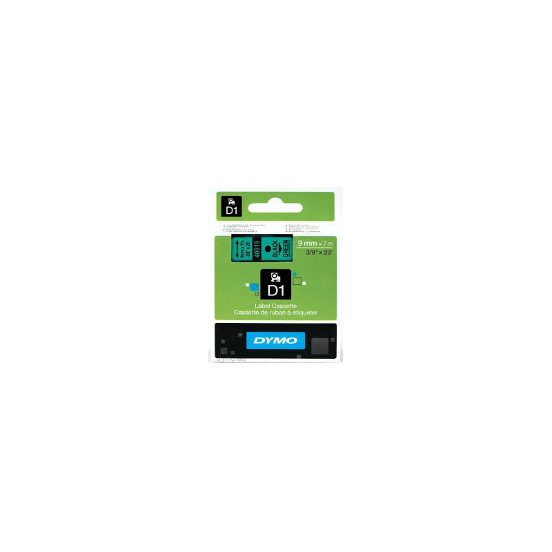 DYMO 40919 D1 Tape 9mm x 7m sort på grøn