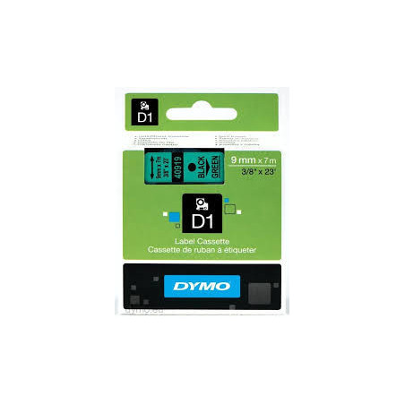 DYMO 40919 D1 Tape 9mm x 7m sort på grøn