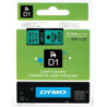 DYMO 40919 D1 Tape 9mm x 7m sort på grøn