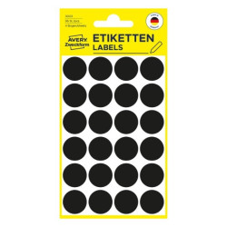 Avery 3003 Labels-Etiketter, sorte runde Ø18mm