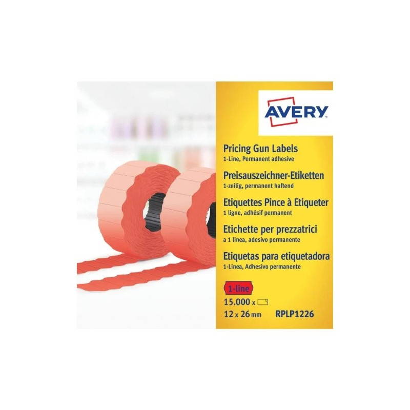 Avery RPLP1226 Rød Prisetiket 1 linie
