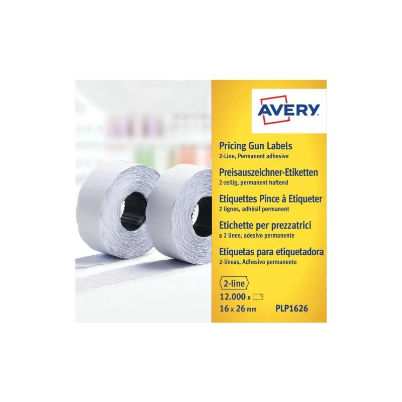 Avery PLP1626 Hvid Prisetiket 2 linier