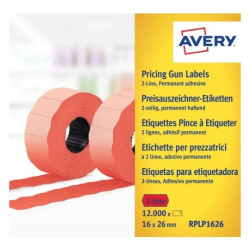 Avery RPLP1626 Rød Prisetiket 2 linier