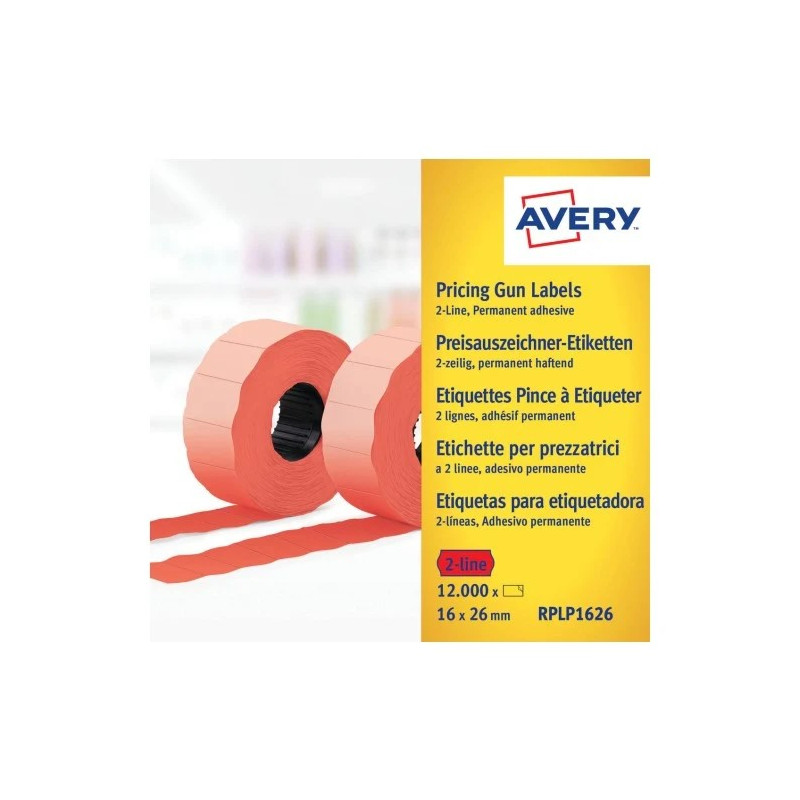 Avery RPLP1626 Rød Prisetiket 2 linier
