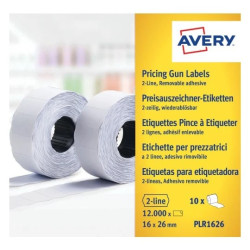 Avery PLR1626 Hvid Prisetiket 2 linier