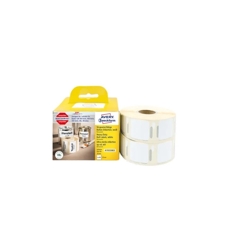 Avery A1933083 Holdbare polyester etiketter 25x25mm 2x850stk