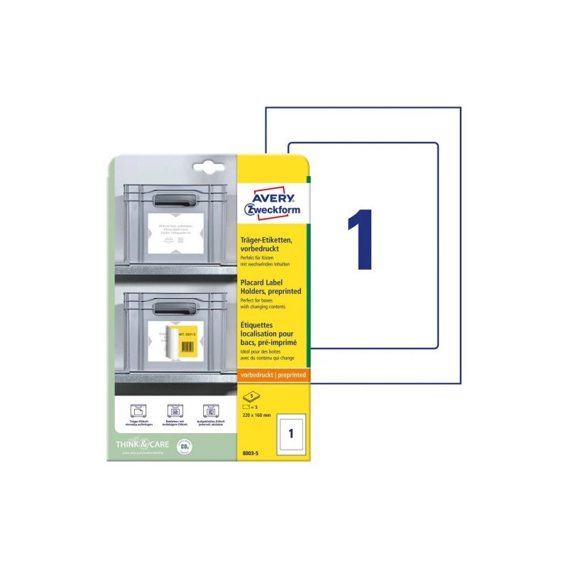 Avery 8003-5 Placard etiketholdere, forprintede Avery 8003-5 Placard etiketholdere, forprintede