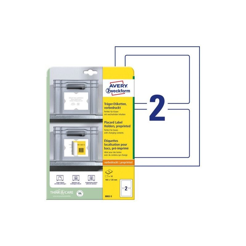 Avery 8002-5 Placard etiketholdere, forprintede Avery 8002-5 Placard etiketholdere, forprintede