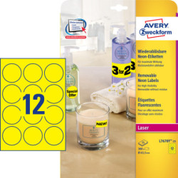 Avery L7670Y-25 Runde etiketter neon