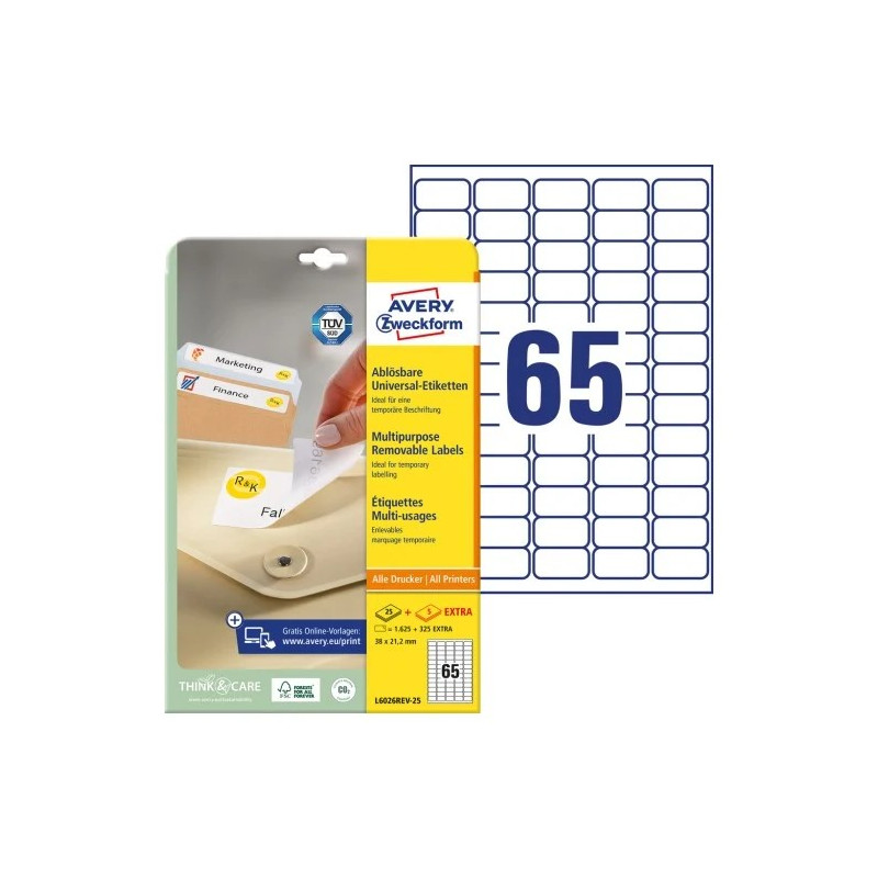 Avery L6026REV-25 Aftagelige etiketter Avery L6026REV-25 Aftagelige etiketter