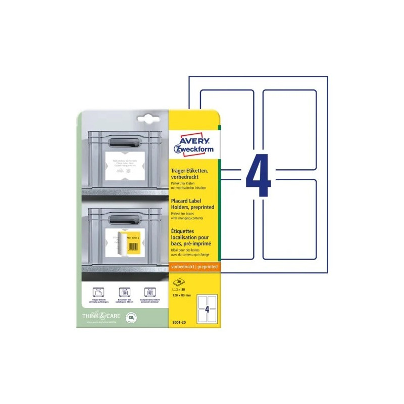 Avery 8001-20 Placard etiketholdere Avery 8001-20 Placard etiketholdere