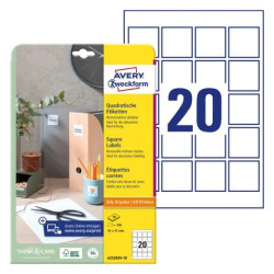 Avery 6252REV-10 Aftagelige kvadratiske produktetiketter 45x45mm 10ark
