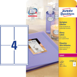 Avery L7769-40 Glossy etiketter 4 pr. ark 99.1 x 139 40 ark